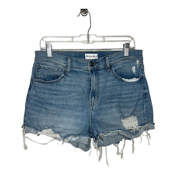 Studio Blue Womens Denim Jean Short Size 29 Distressed Cut Off Raw Edge Festival - Picture 1 of 11
